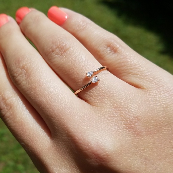 Dainty Rose Gold Double Pear Adjustable Ring - Picture 3 of 3